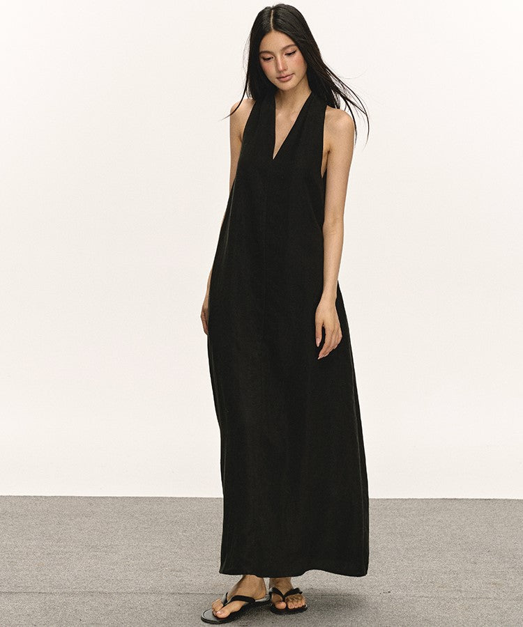 V-neck Halter Sleeveless Long Dress ANA0023