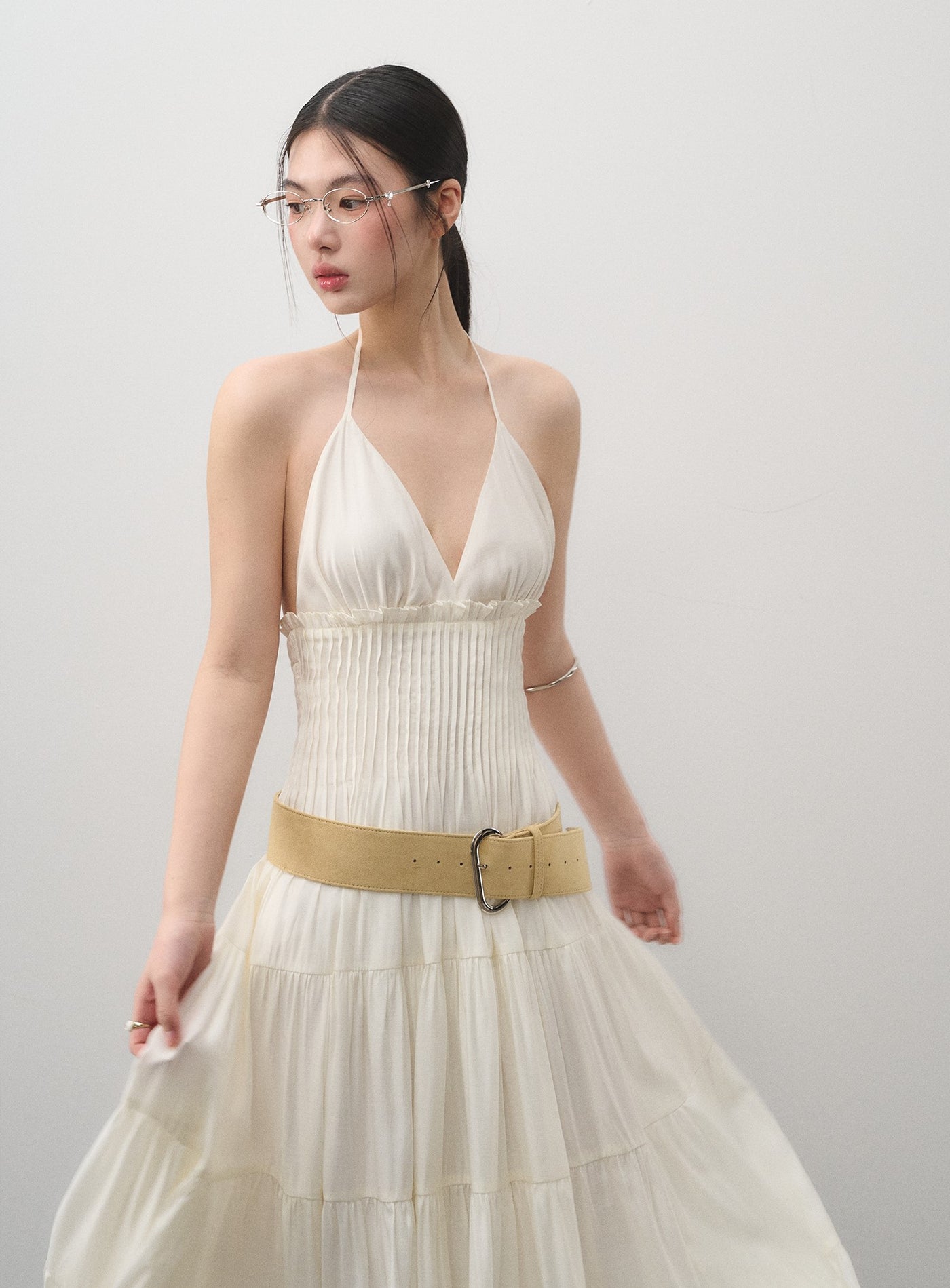 V-neck Halter Neck Suspender Dress LAL0162