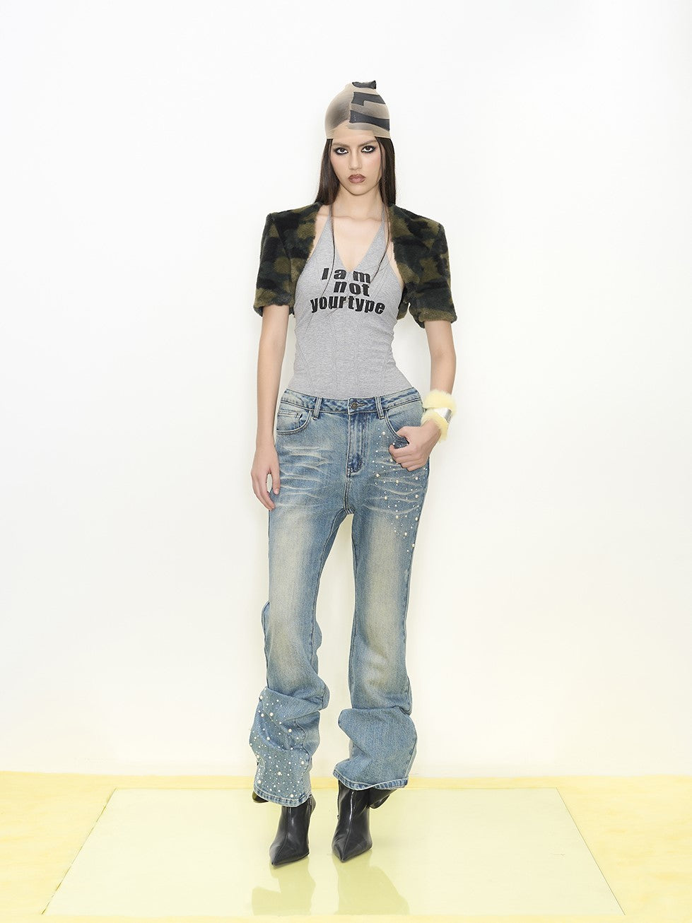 Short Fur Camouflage Waistcoat NOL0065
