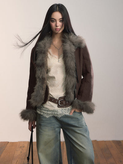 Bow-tie Large Faux Fur Coat VIA0365