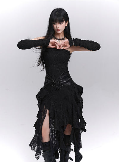 Black Lace Irregular Hem Dress LAD0206