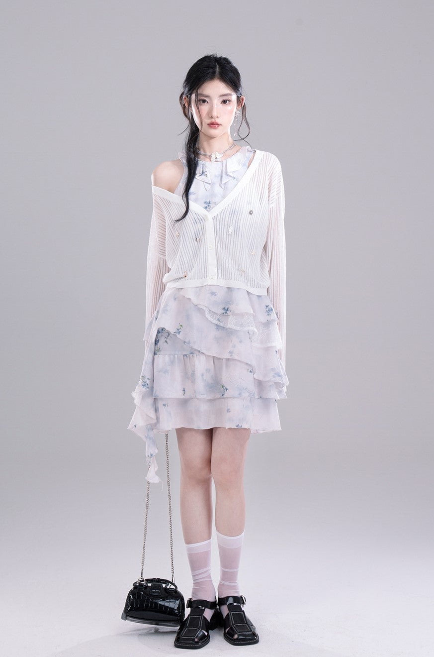 Layered Floral Irregular Dress COT0279