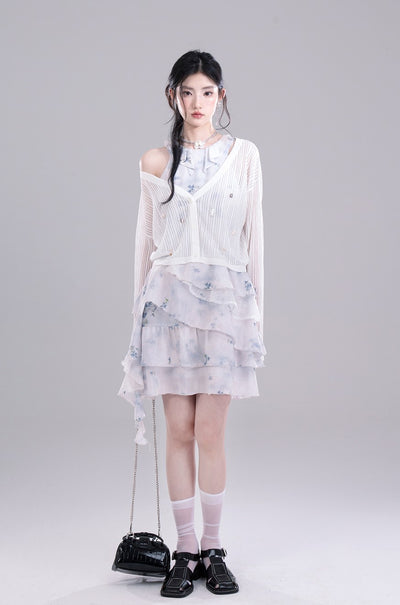 Layered Floral Irregular Dress COT0279