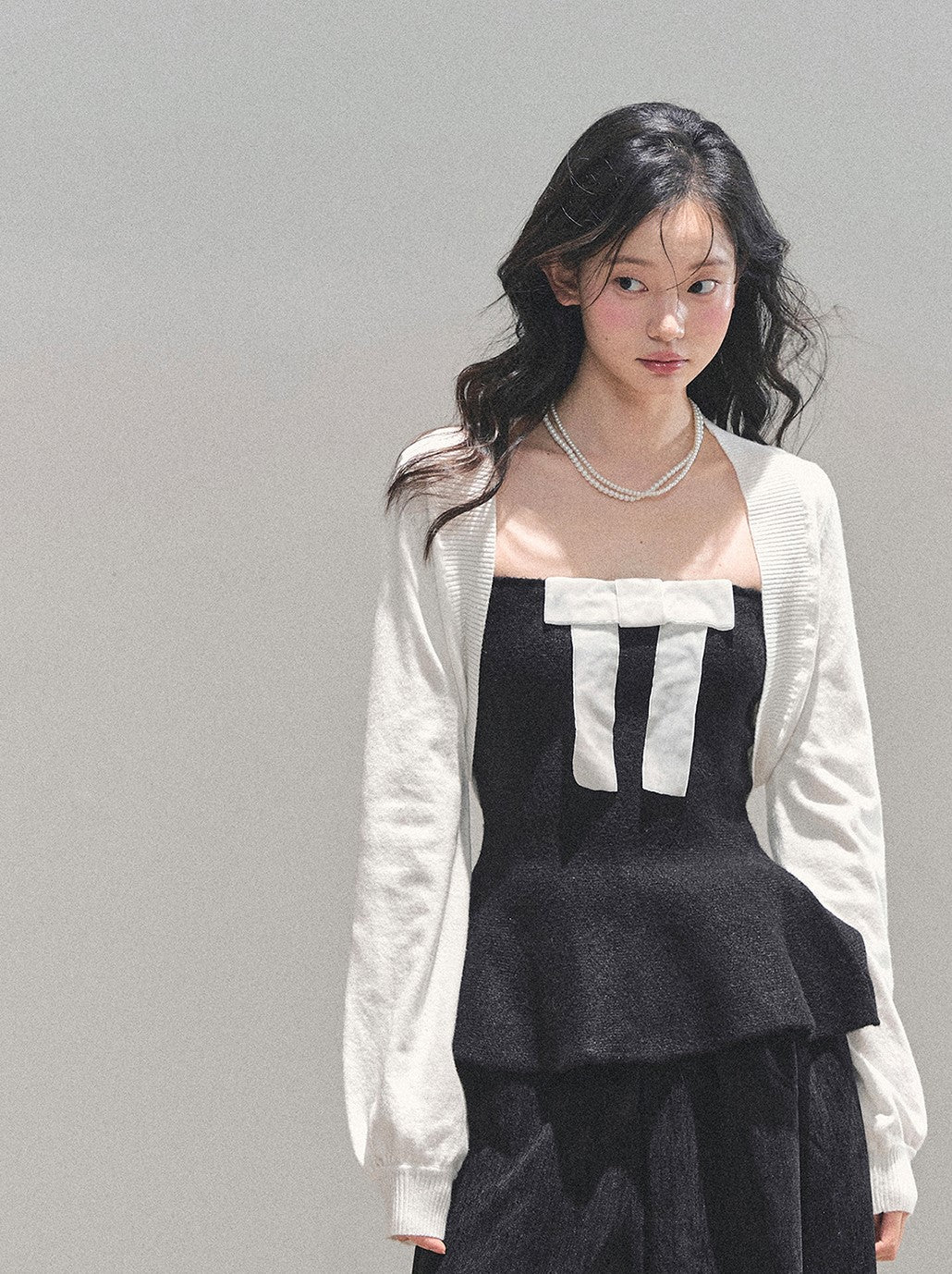 Short Cardigan/Waist Slim Bow Vest DIA0732