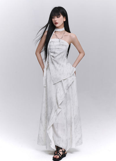 White Artistic Tube Top/Skirt LAD0209