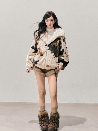 Marble Color Fur Coat DIA0749