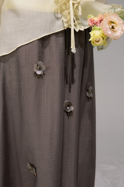 Brown Casual A-Line Drape Skirt COT0305
