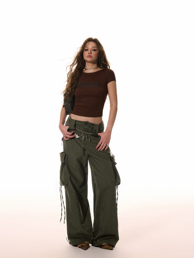 Bowknot Large Pocket Loose Casual Pants ACM0091