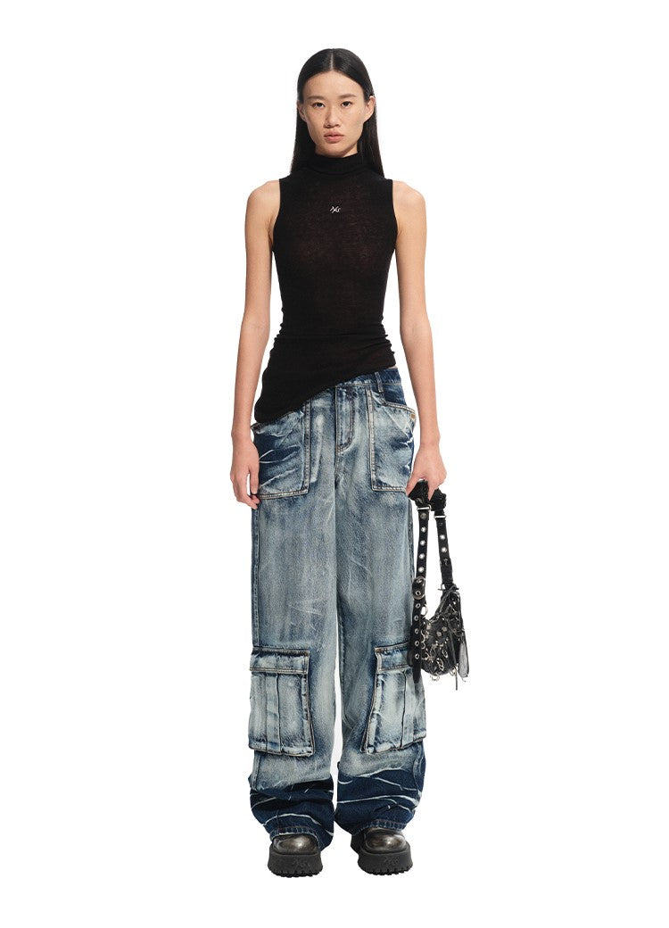 Large Pockets Wide-Leg Jeans NOT0314