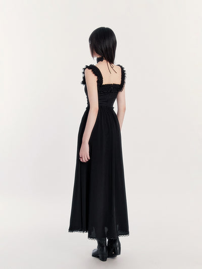 Romantic Holiday Pleated Suspender Slim Dress VOC0202