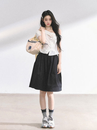 Lace Off-shoulder Flower Shirt DIA0524