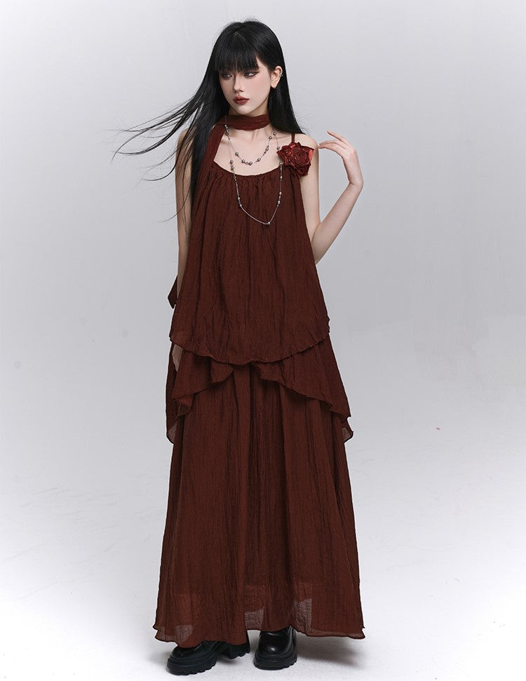 Artistic Rose Sleeveless Top/Long Skirt LAD0208