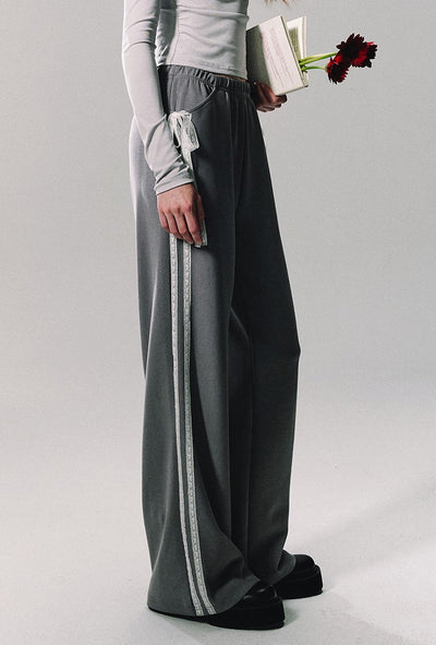 Mist Gray Casual Straight Wide-leg Versatile Pants OAK0270