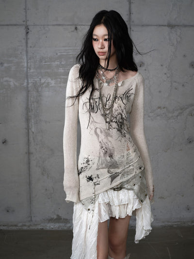 Punk Printed Slim V-Neck T-shirt NOR0204