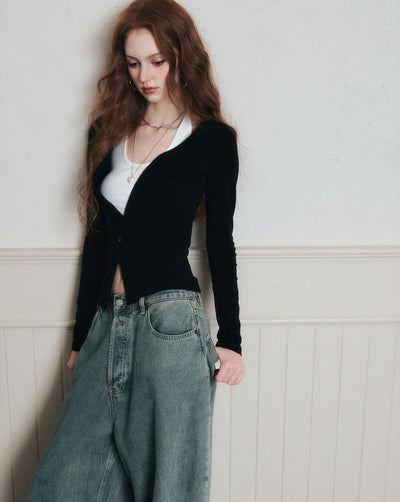 Halter Neck Layered Knitted Cardigan LUL0171