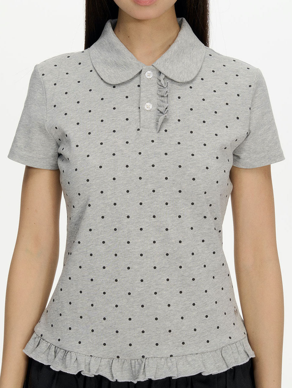 Polka Dot Ruffle Hem T-shirt NEC0207
