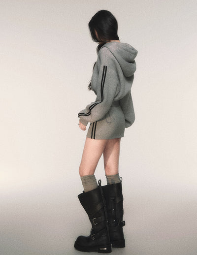 Gray Hooded Sweatshirt Jacket/Skirt LUL0211