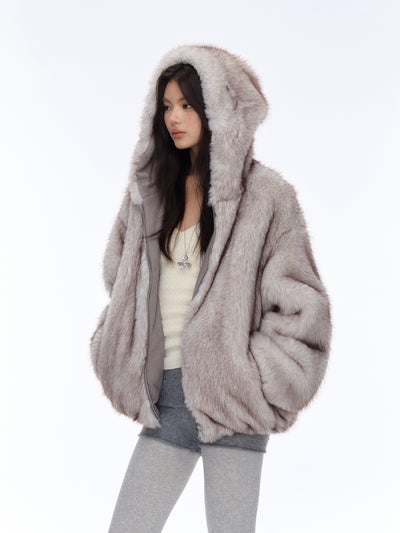 Suede Imitation Lambswool Reversible Plush Coat CUR0182