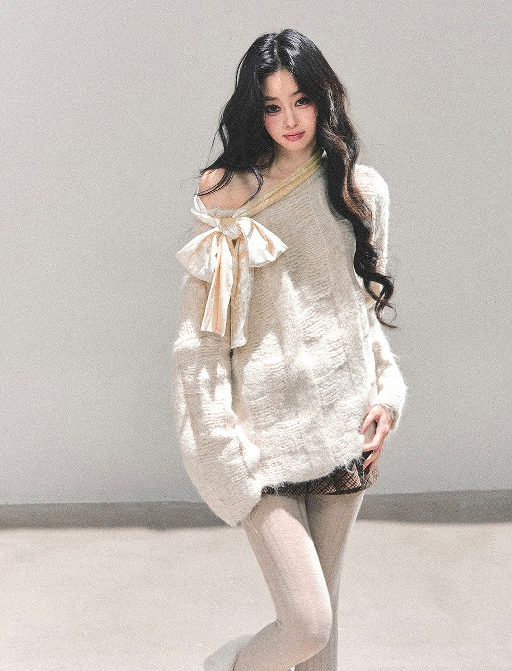 Bow Off-Shoulder Sweater DIA0695
