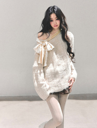 Bow Off-Shoulder Sweater DIA0695