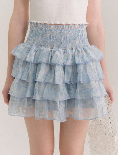 Blue Print Cake Puff Skirt GRO0047