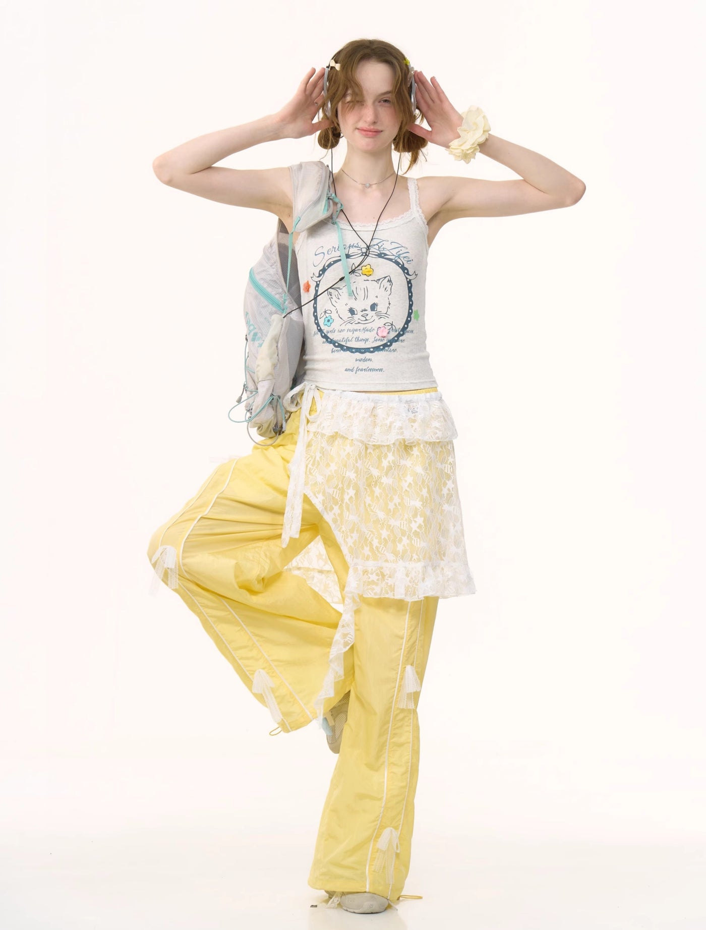 Lace Bow Yellow Sports Pants ZIZ0252