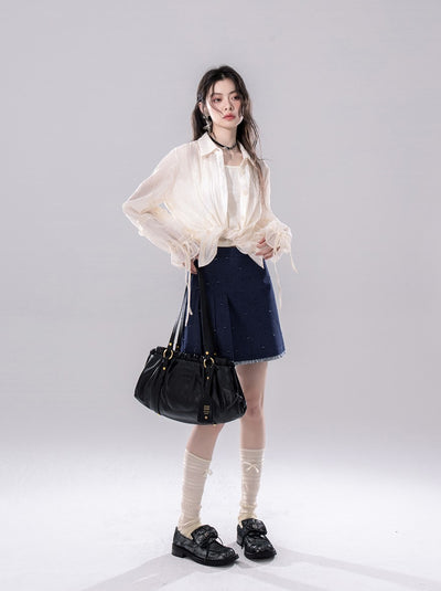 Blue Ripped Suspender Top+Skirt COT0262