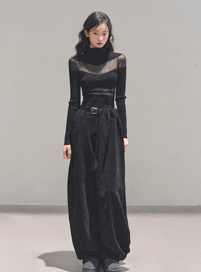 Loose Wide-Leg Belt Pants DIA0716