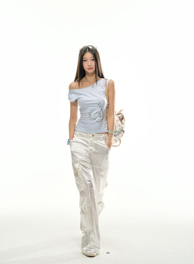 Oblique Shoulder Diamond T-shirt 4MU0116