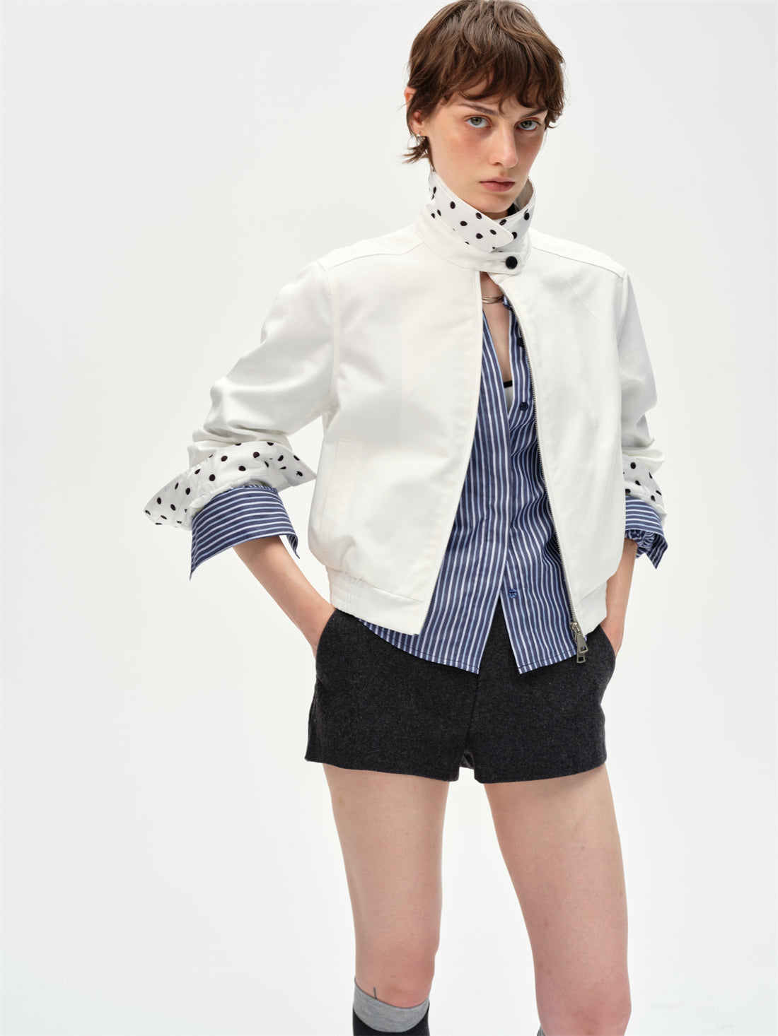 Retro Polka Dot White Jacket CUR0252