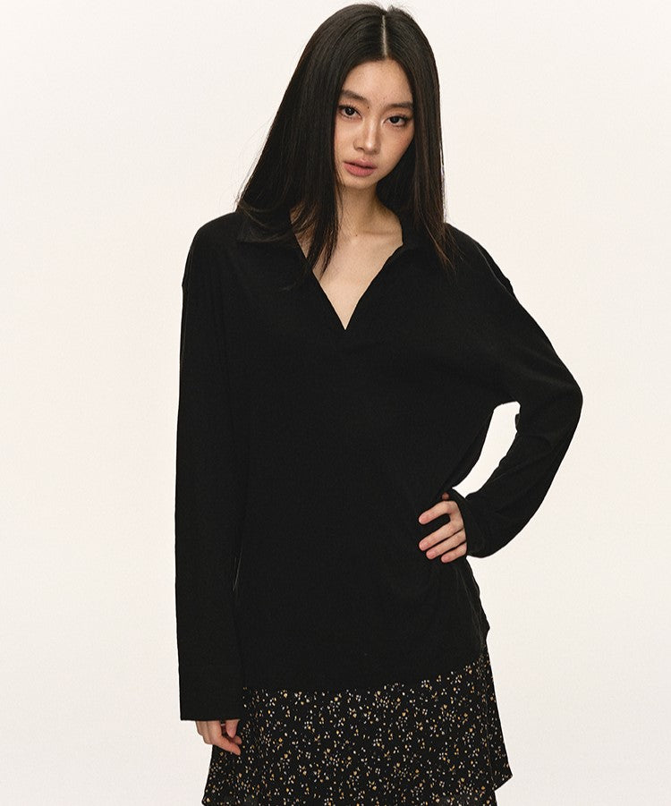Lapel Loose V-neck Sunscreen Shirt ANA0057