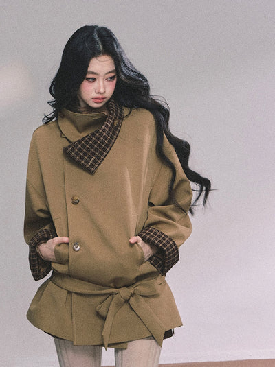 British Style Stand Plaid Collar Jacket DIA0608