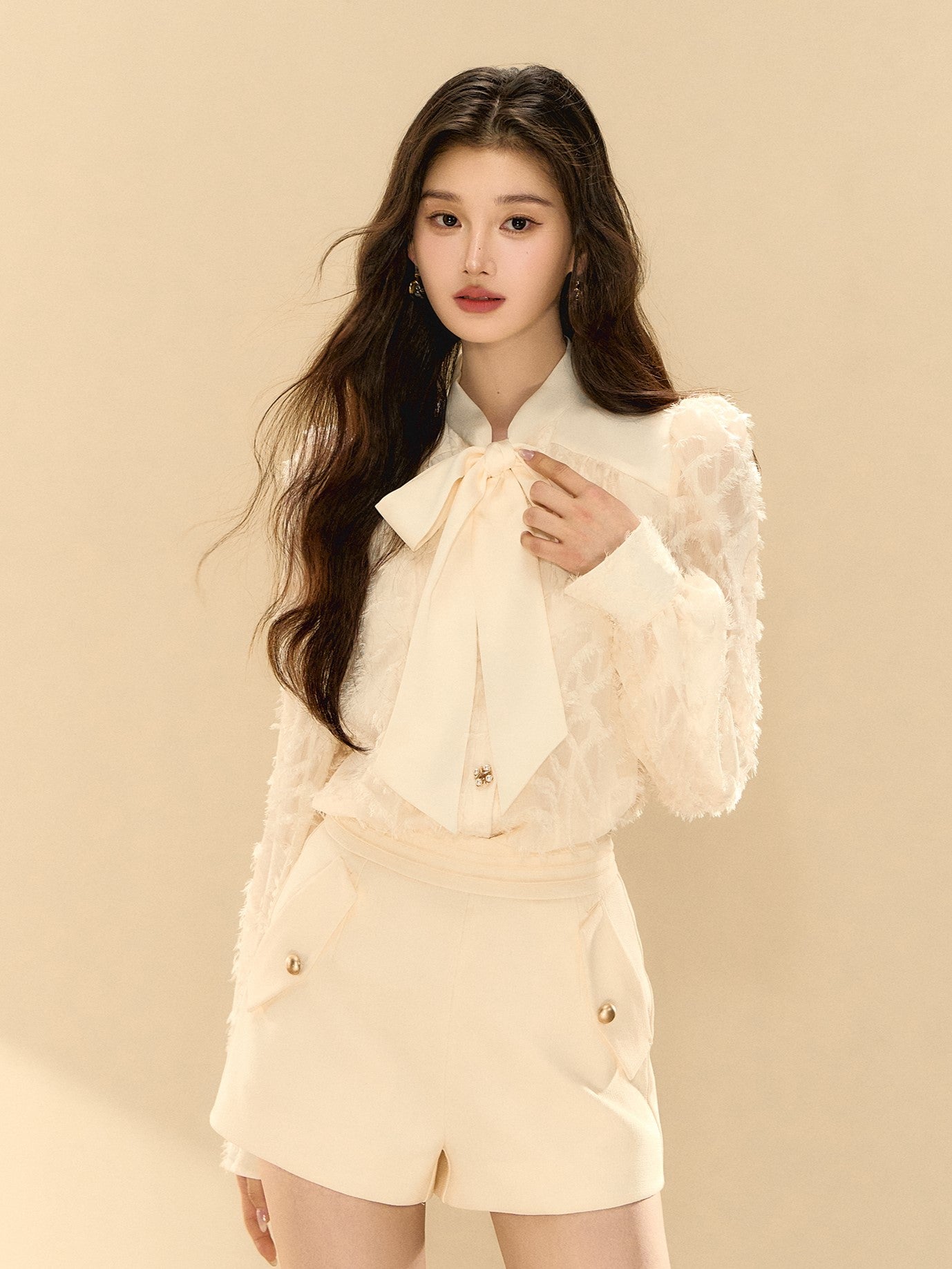 Puff Sleeves Bow Shirt Dress OSH0139