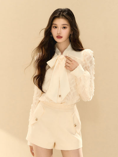 Puff Sleeves Bow Shirt Dress OSH0139