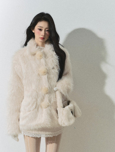 Snow Country Style Loose Warm Lapel Jacket DIA0245