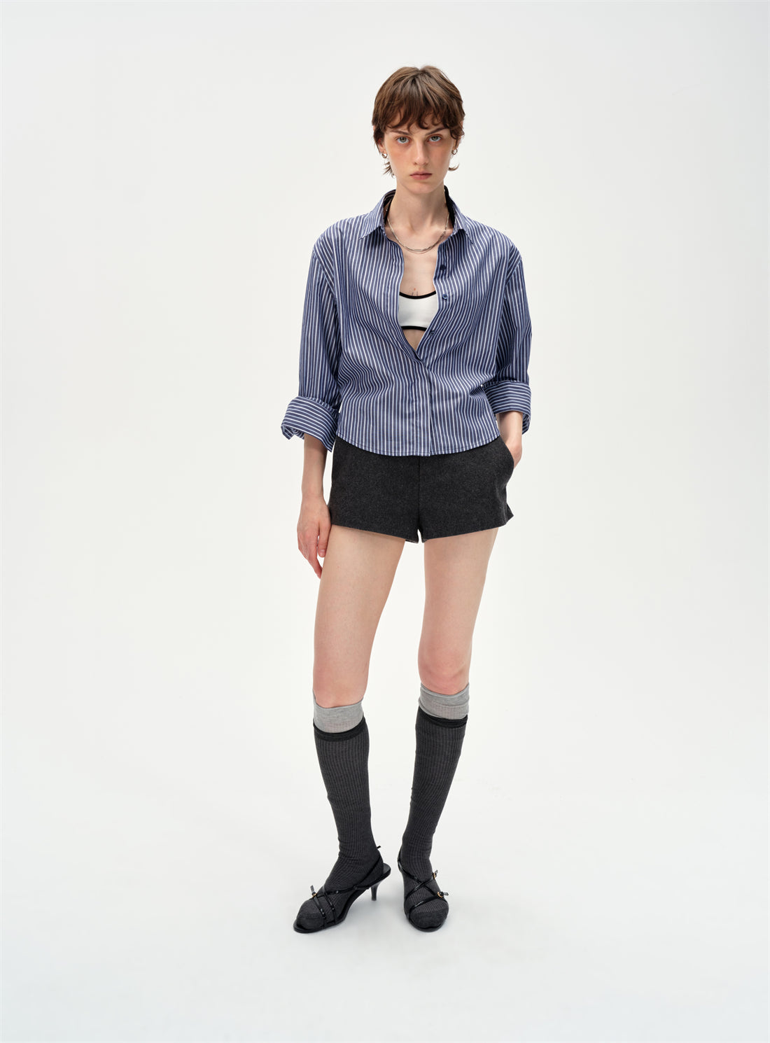 Dropped Shoulders Striped Shirt CUR0249