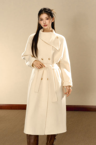 Gold Button Medium and Long Double-sided Woolen Coat OSH0087