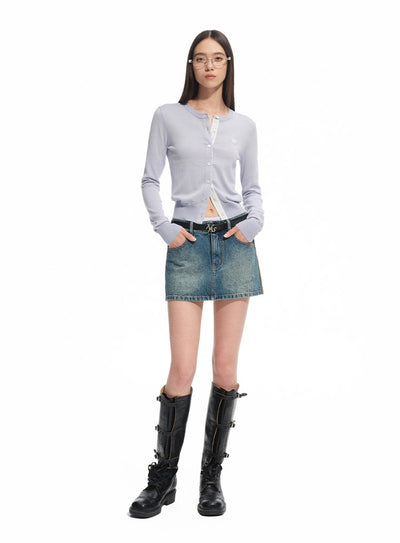 Modern Retro Washed Twill Leather Skirt NOT0310
