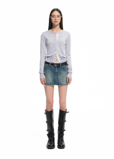 Modern Retro Washed Twill Leather Skirt NOT0310