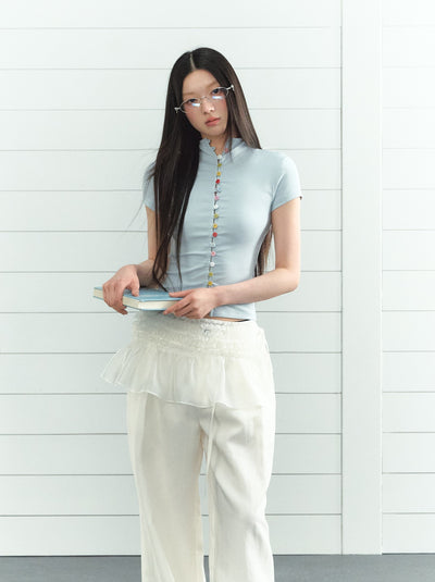 High Collar Button T-shirt LAL0209