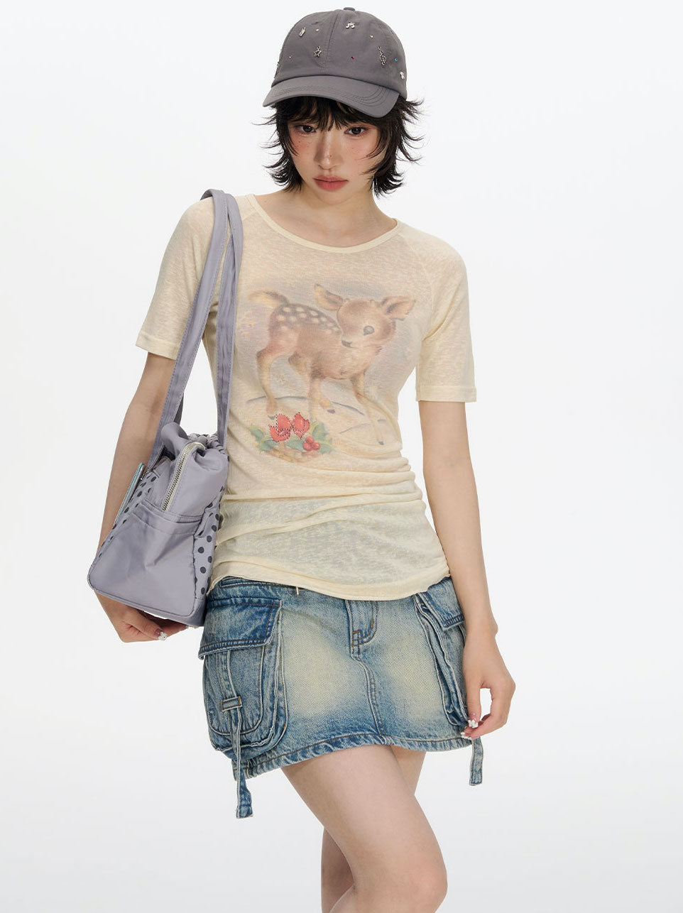 Deer Print Short-sleeved T-shirt NEC0208