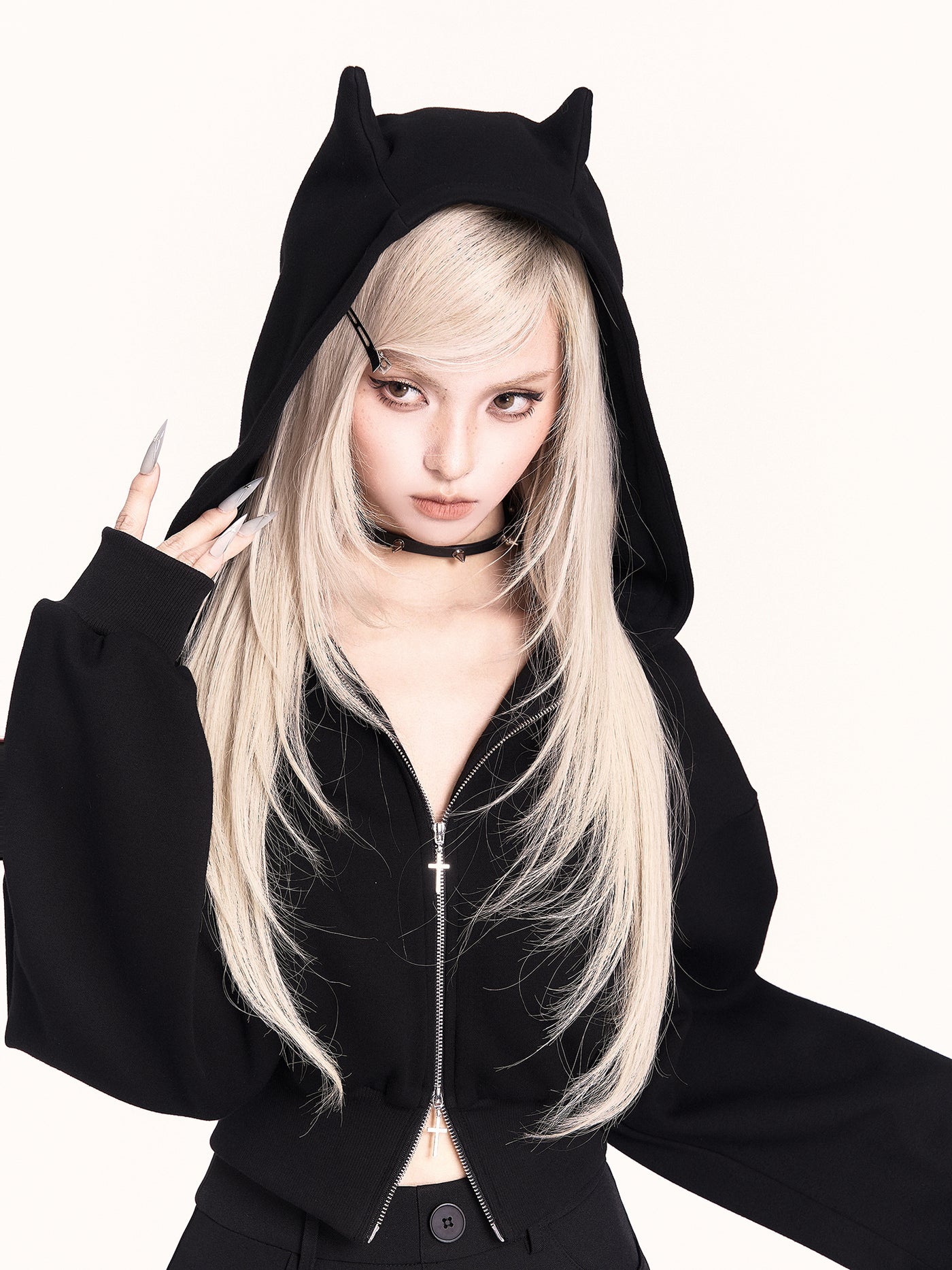 Little Devil Hooded Zip-Up Short Jacket VOC0486