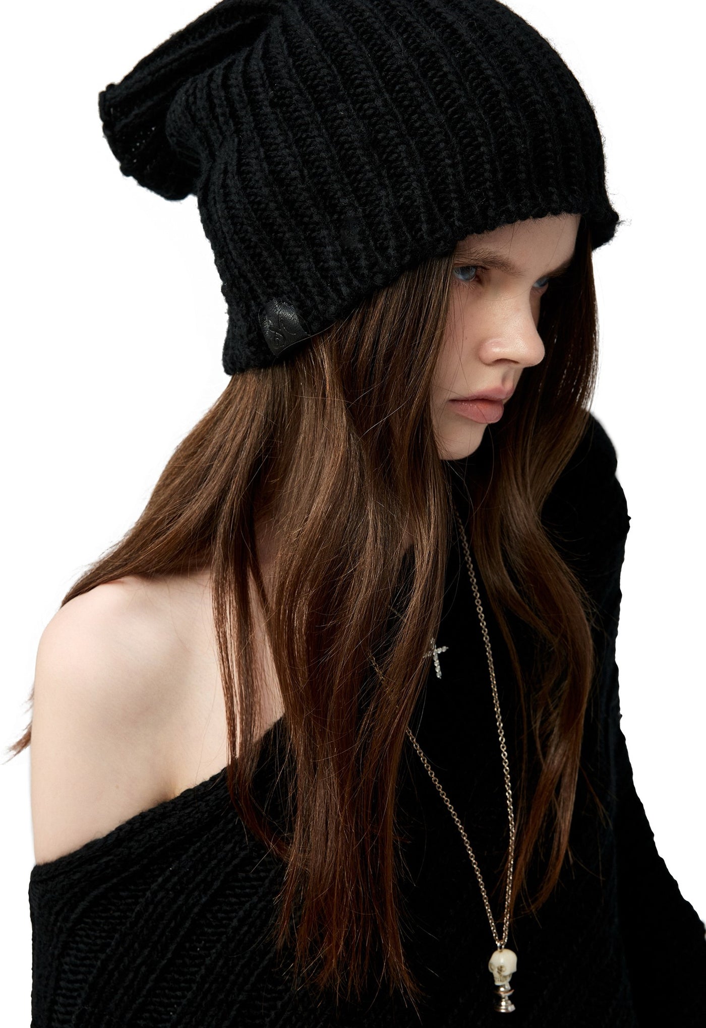 Black Irregular Sweater/Neck Warmer+Arm Sleeves 4MU0153