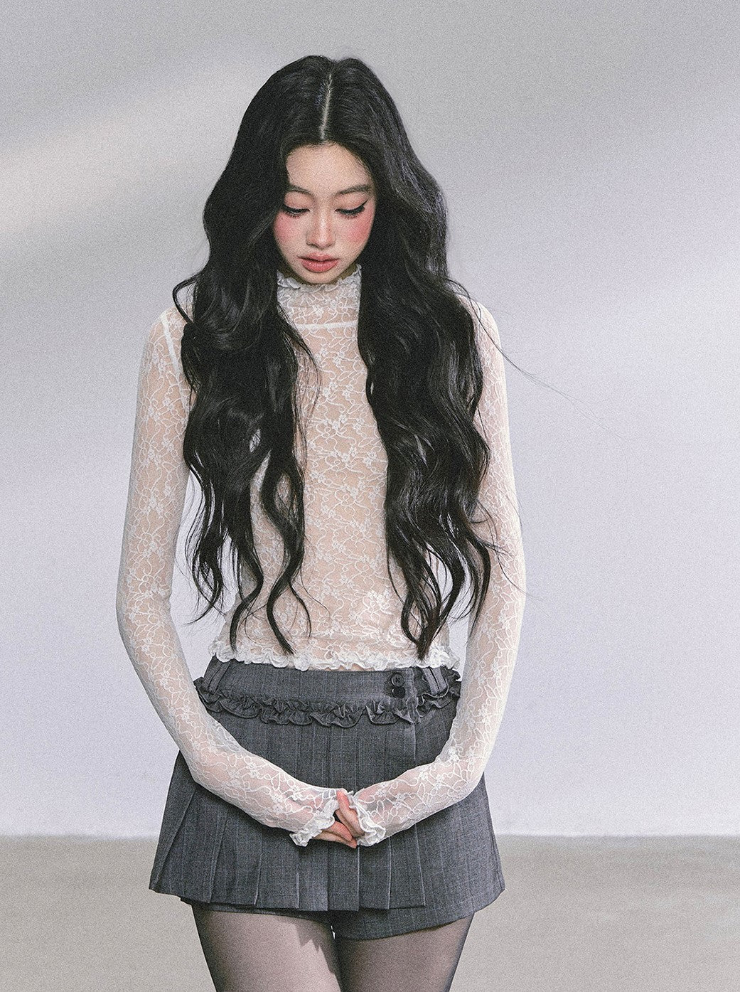 French Suit Jacket/Pleated Skirt/Lace Top DIA0601