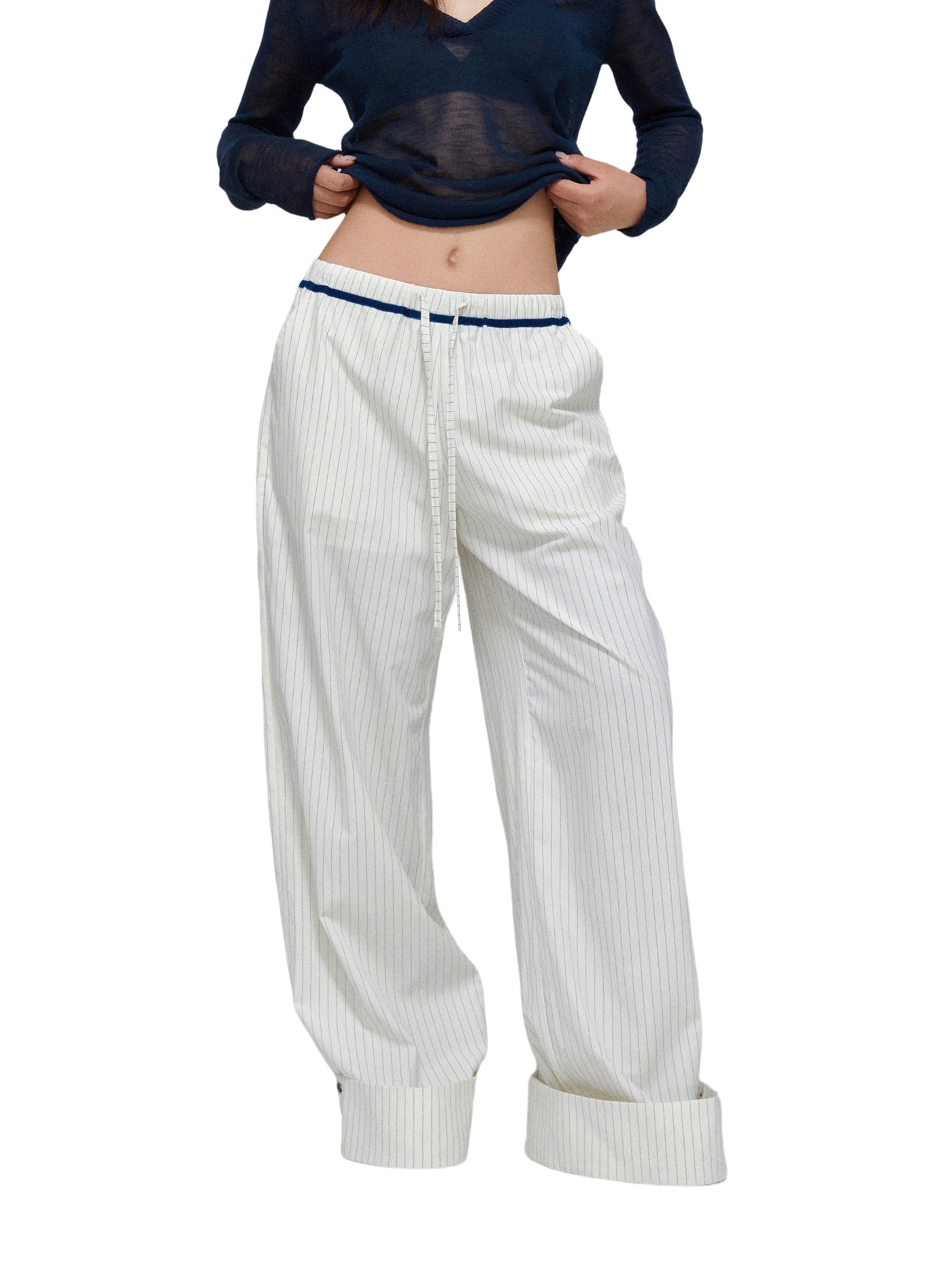 Striped Drape Casual Pants APE0372