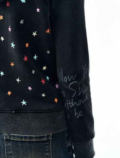 Graffiti Star Print Hooded Jacket NEC0230