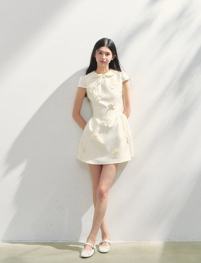 Doll Collar Flower Puffy Dress SUN0146