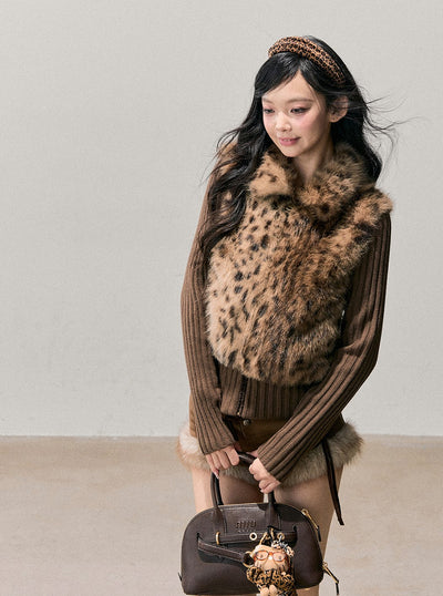 Faux Two-Piece Knitted Fur Jacket DIA0754