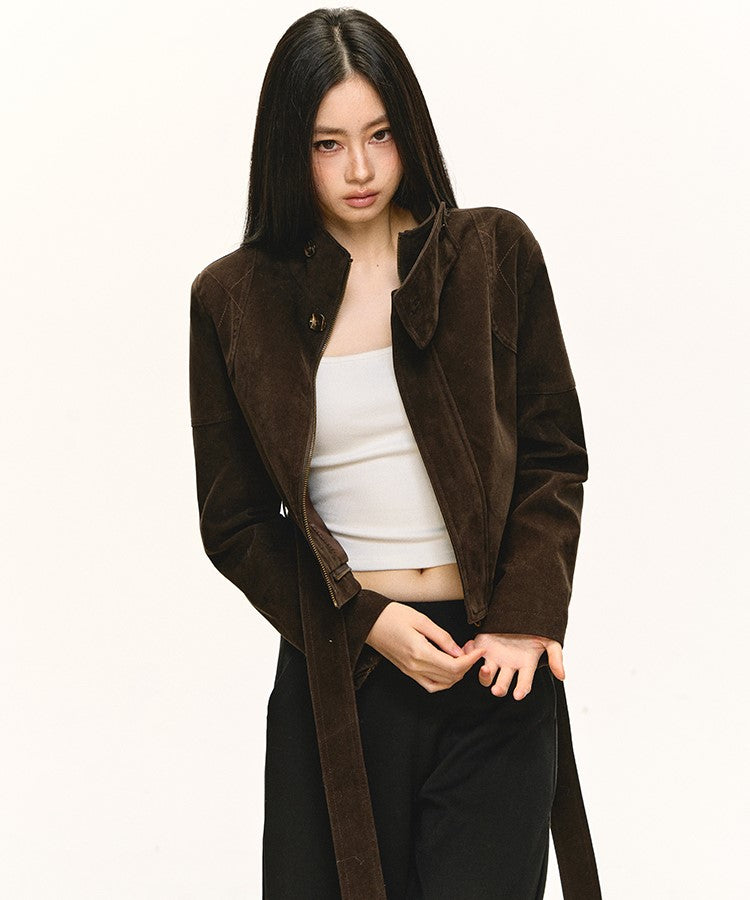 Stand Collar Suede Short Jacket ANA0088