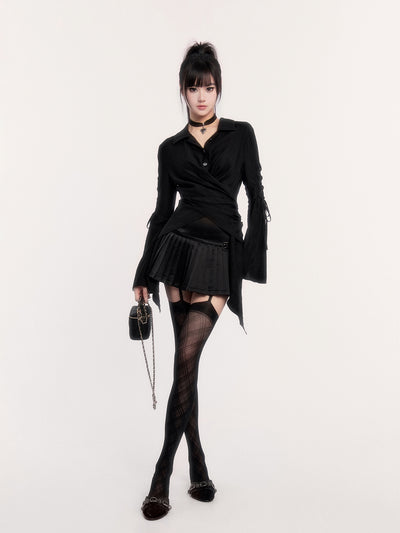Tie-up Trumpet Sleeve Shirt VOC0434